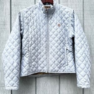 ❌SOLD❌Ariat Quilted Riding‎ Jacket Full Zip Blue Gray Lightweight Coat Women's